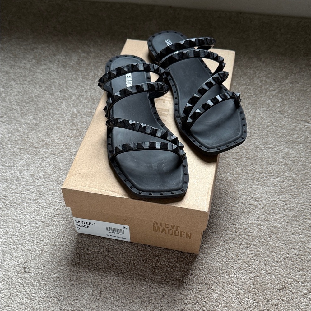 Steve Madden Black Studded Slide Sandals